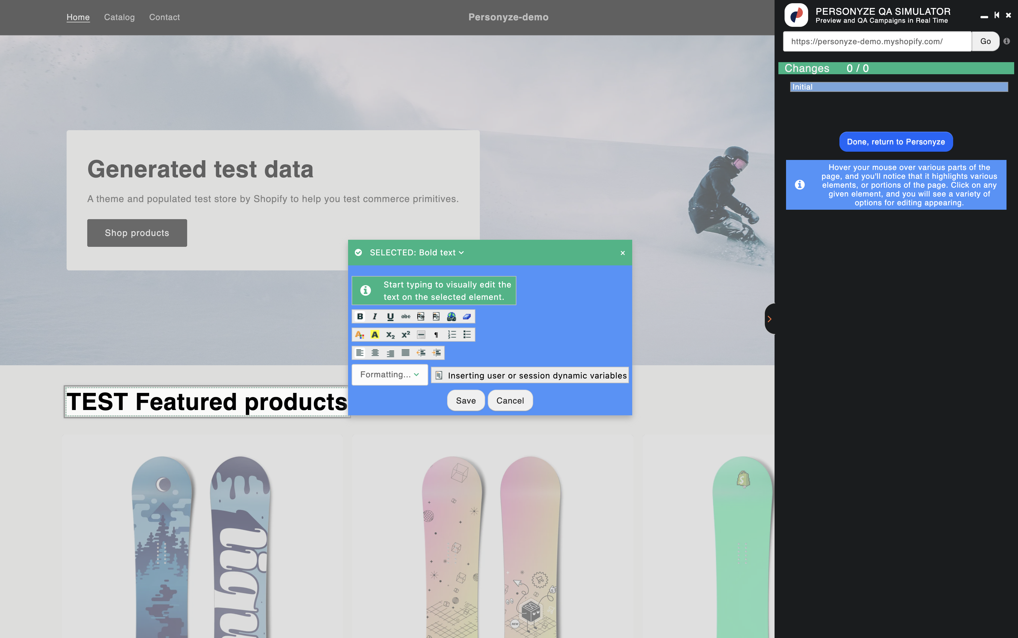 Personyze campaigns screen ready to create targeting or A/B tests