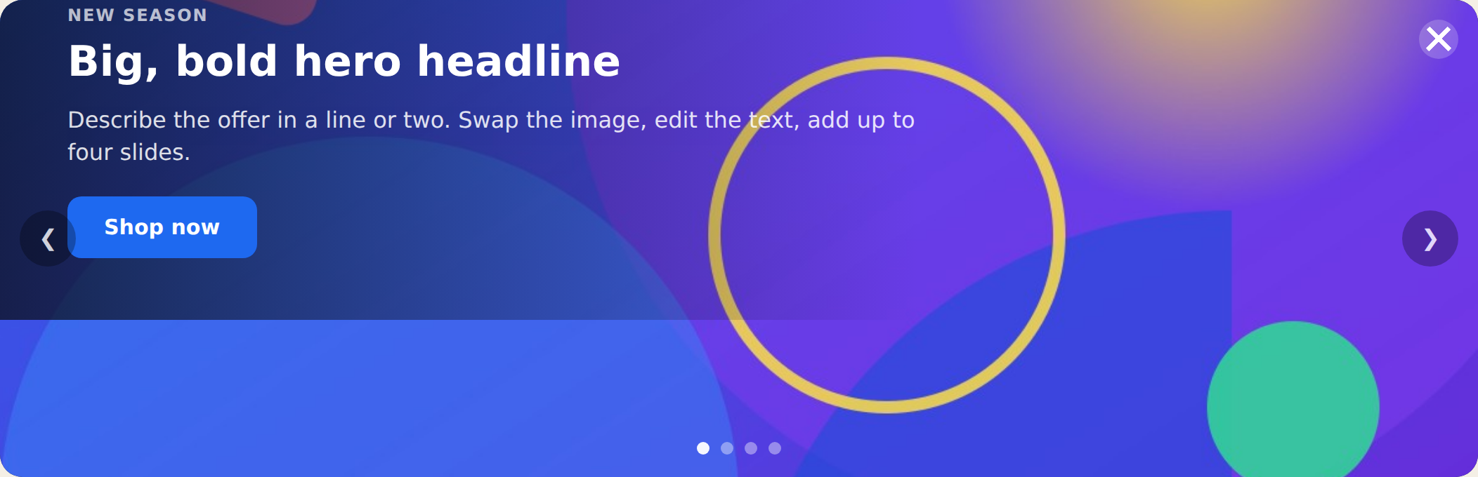 Hero Slider in the image layout with text overlaid on a full-bleed graphic