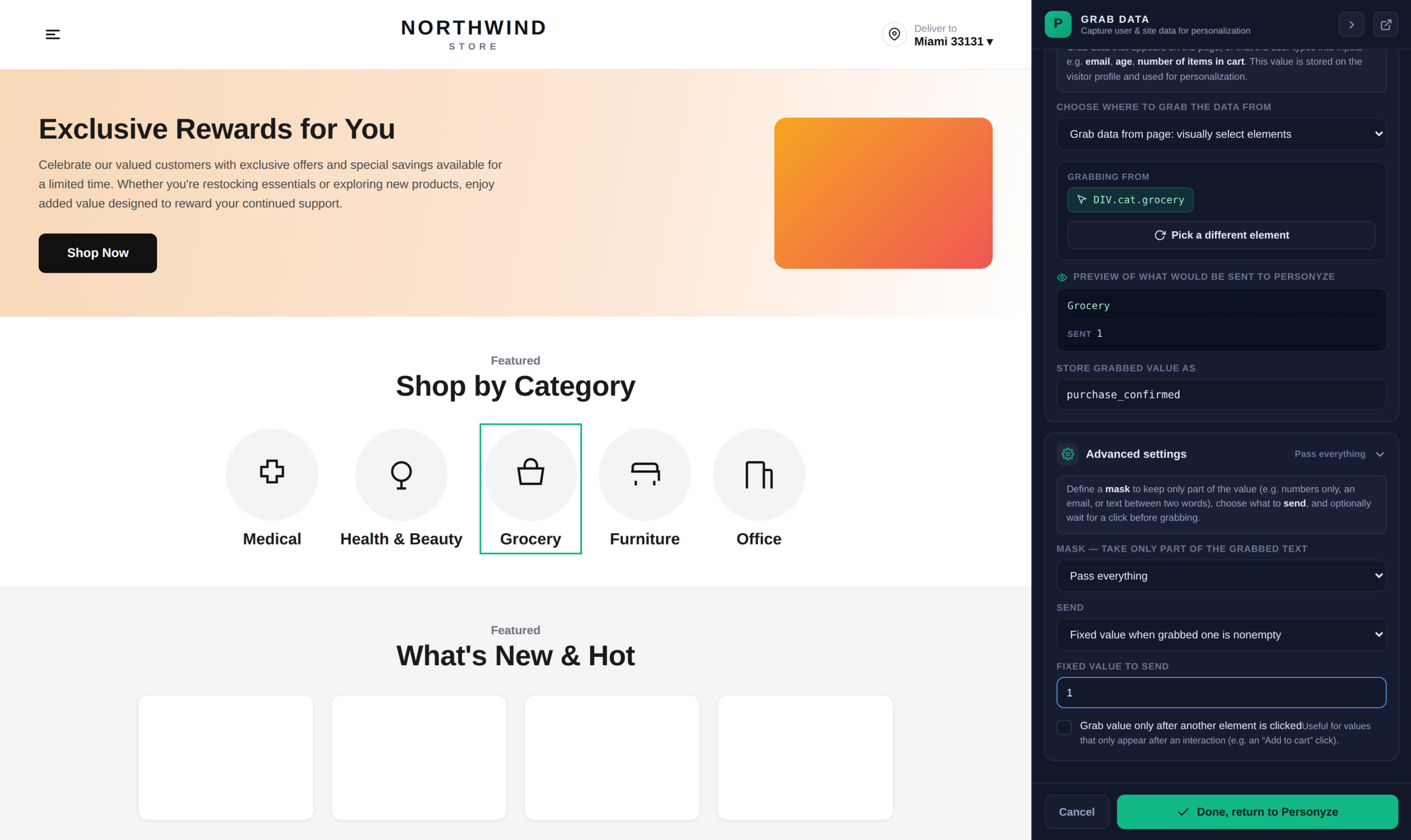 The grab picker with Fixed value when grabbed one is nonempty selected, sending a set value instead of the captured text