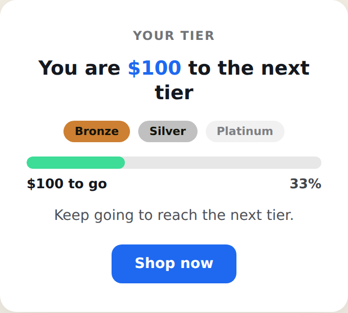 Tiered Status Card using the horizontal bar style