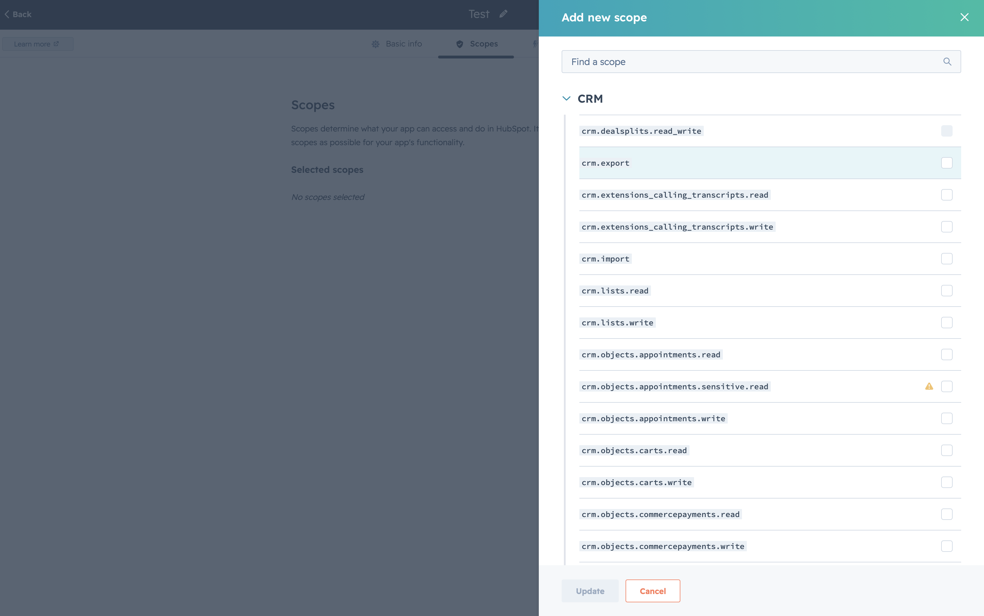 Add the CRM read scopes