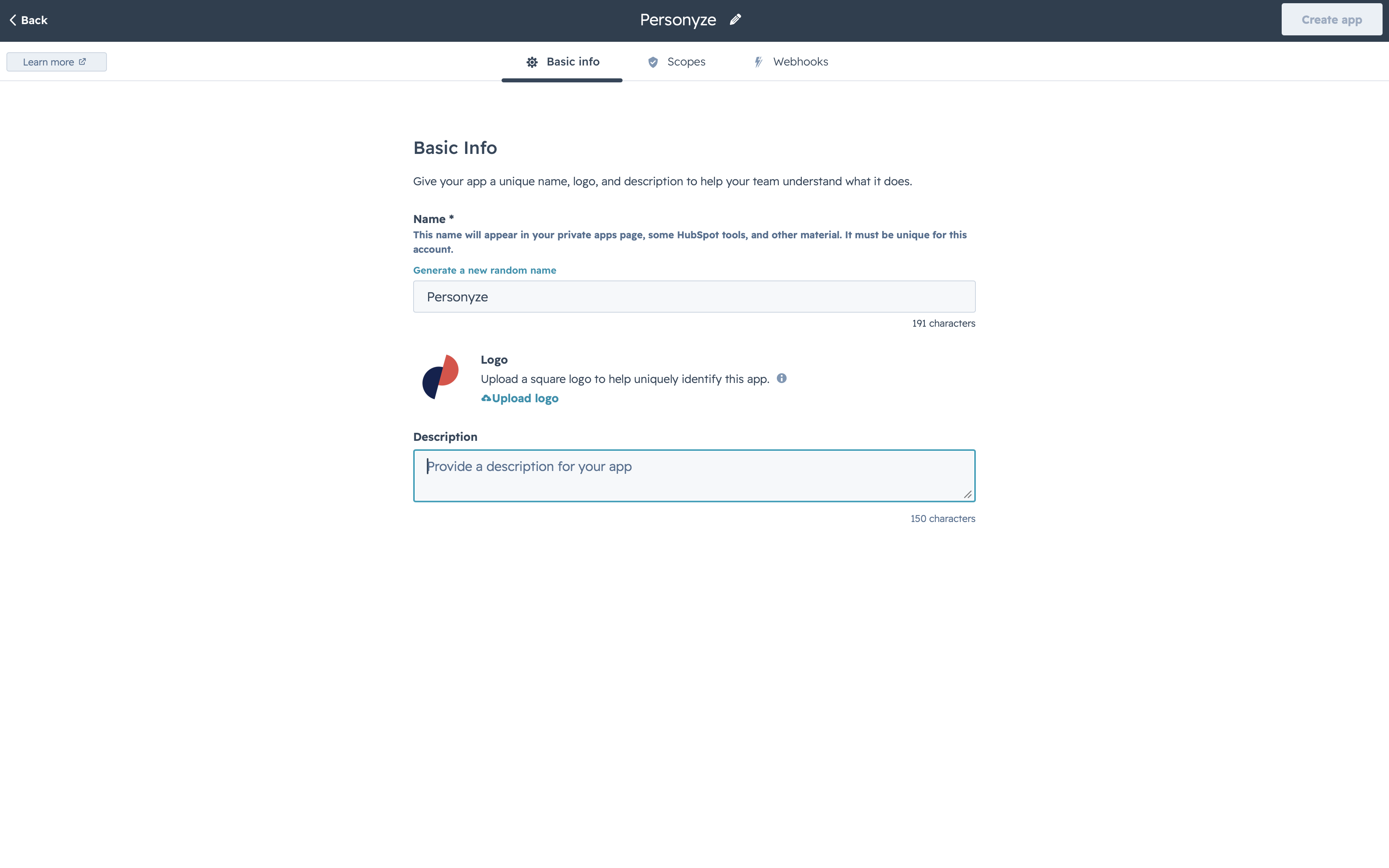 Name your private app