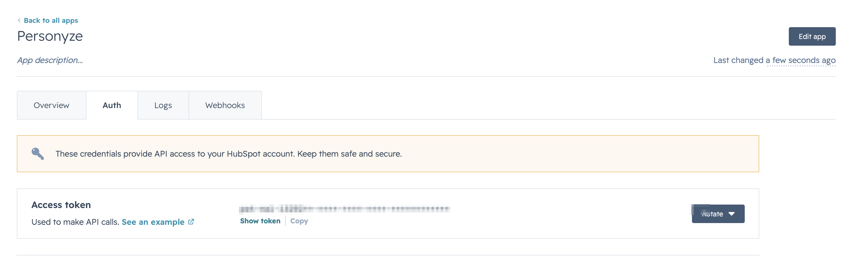 Copy the access token
