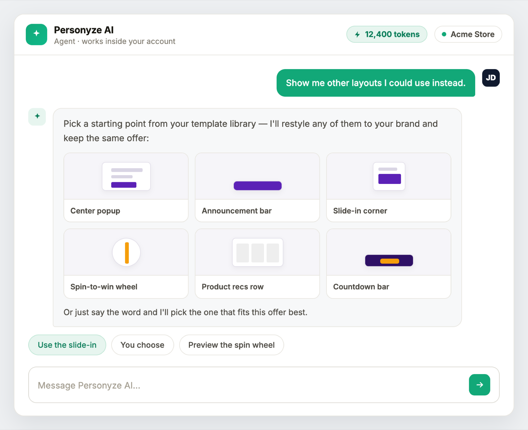 The agent's template library, restyled to your brand