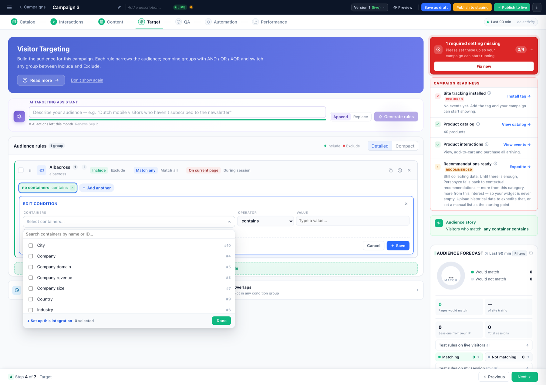 ABM rule with mapped company fields