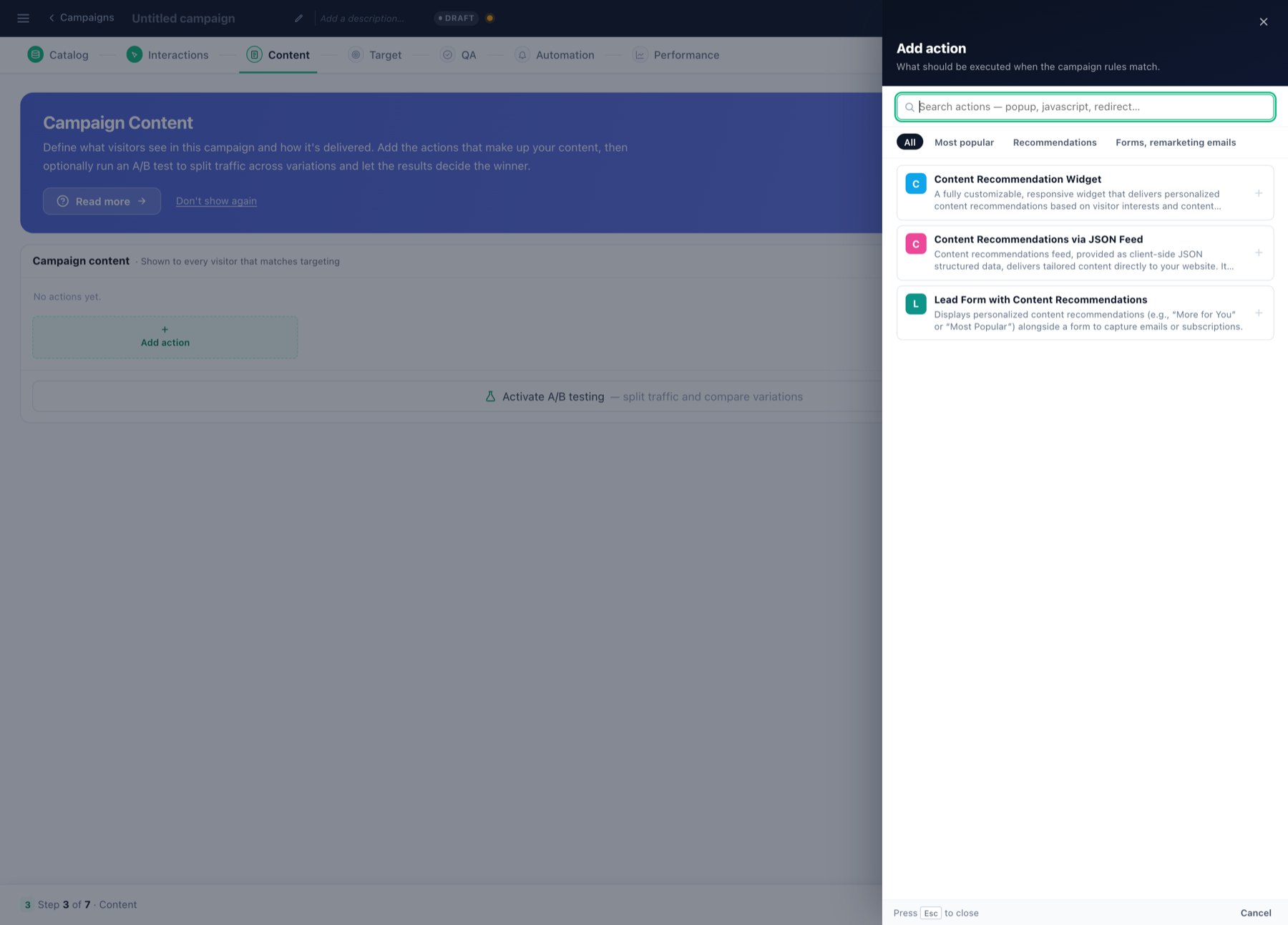 Action picker