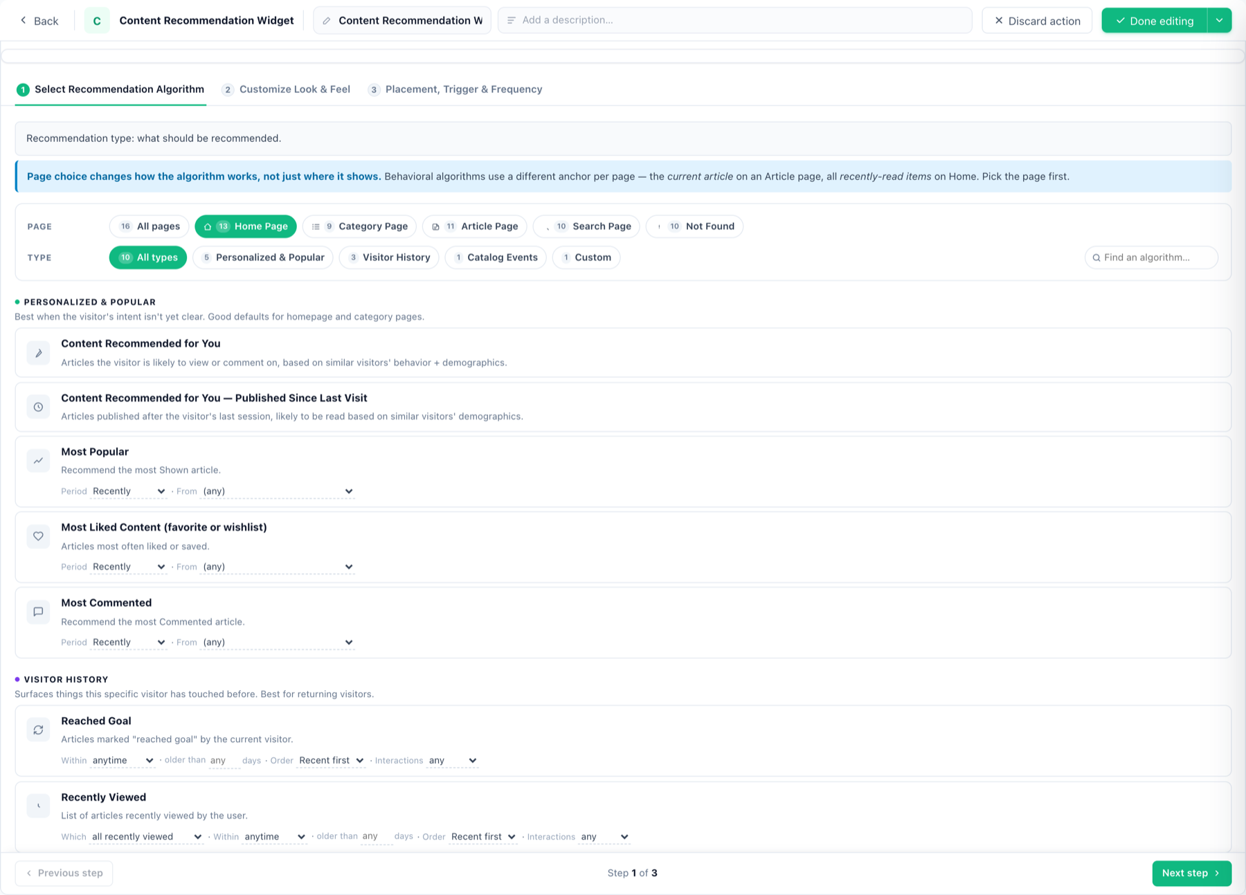 Algorithm picker