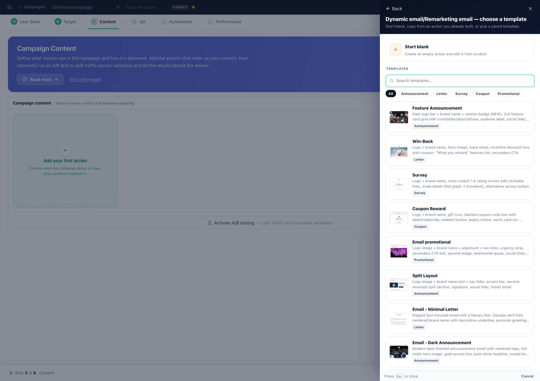 Email template gallery