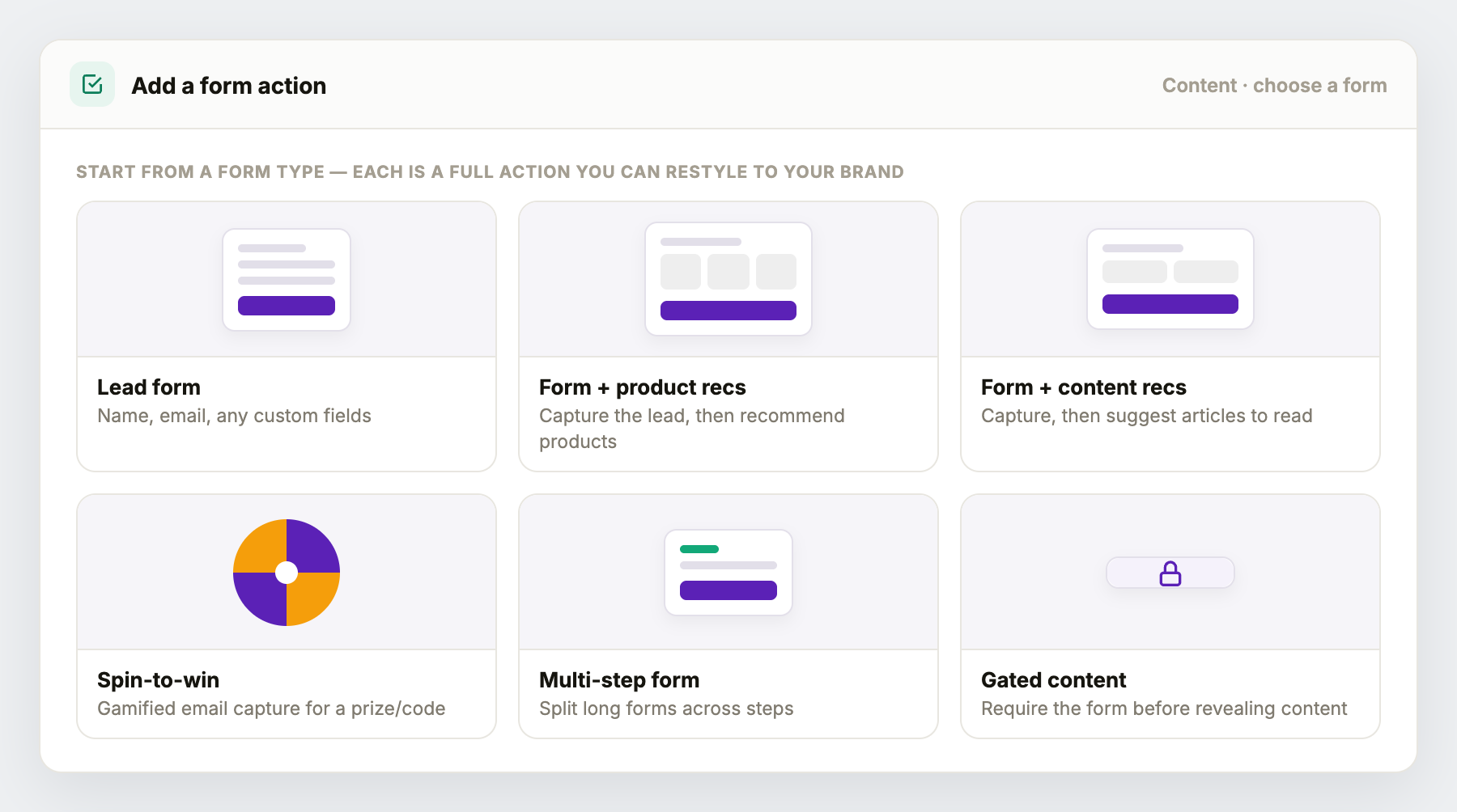 Lead form action types