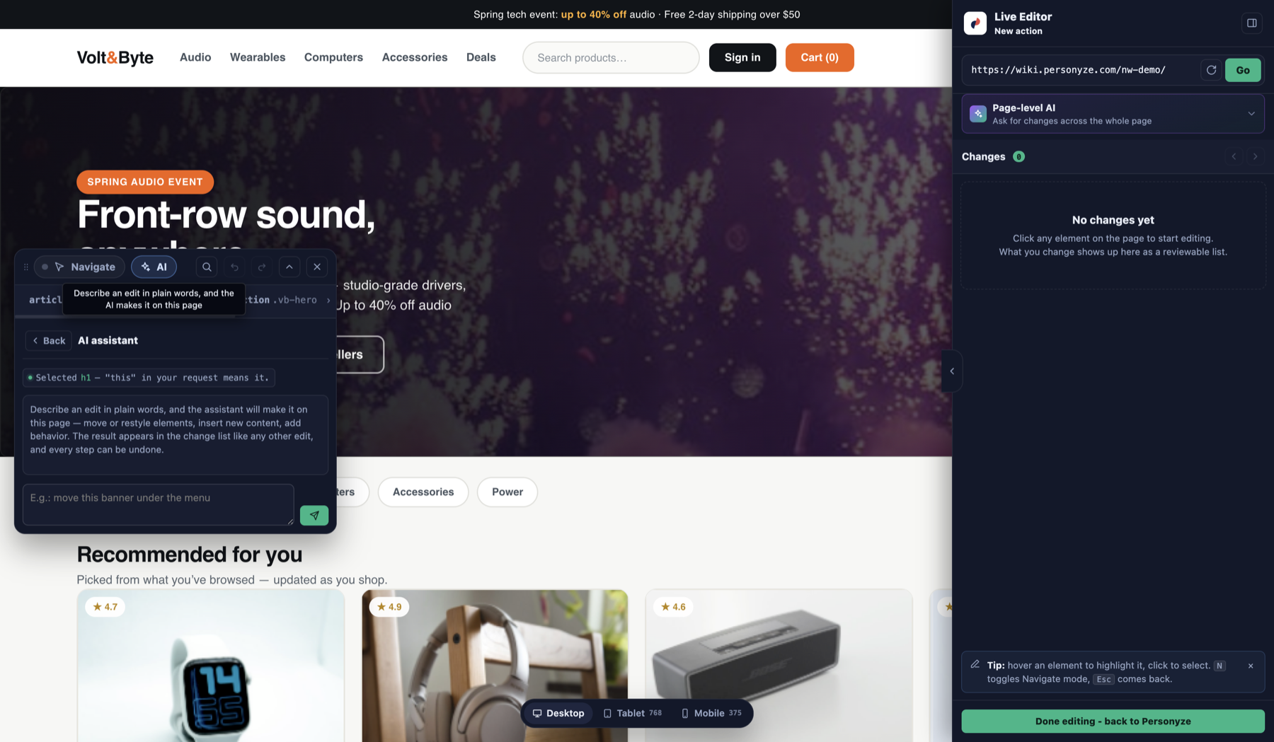 Per-element AI assistant