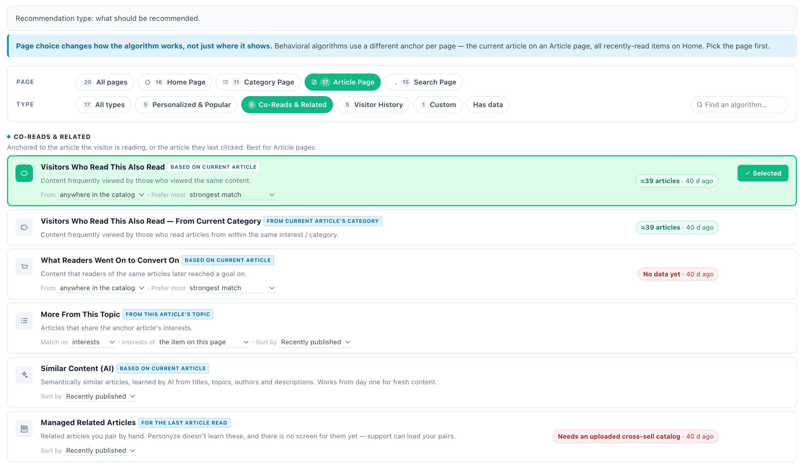 Algorithm picker