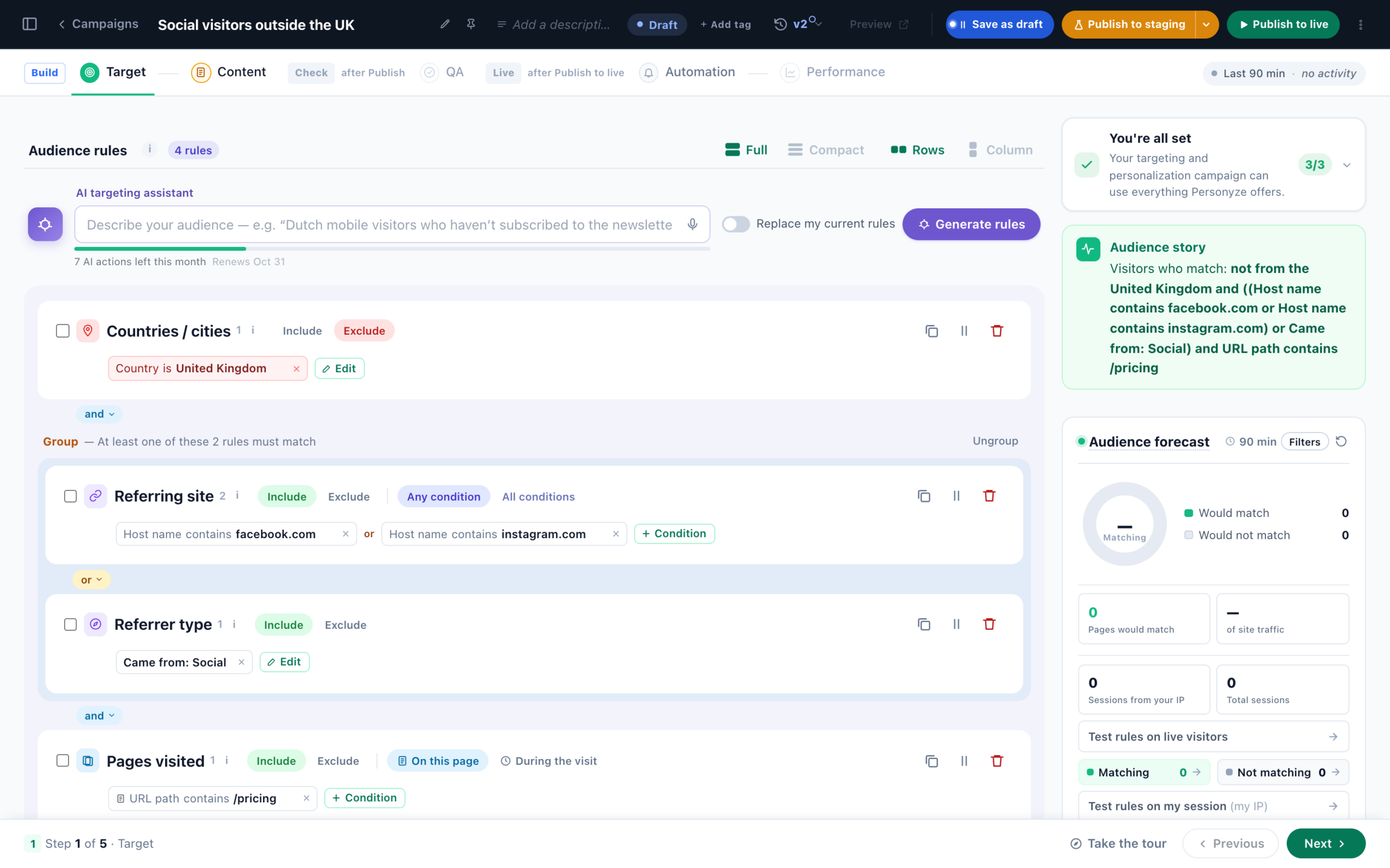 Target — build the audience