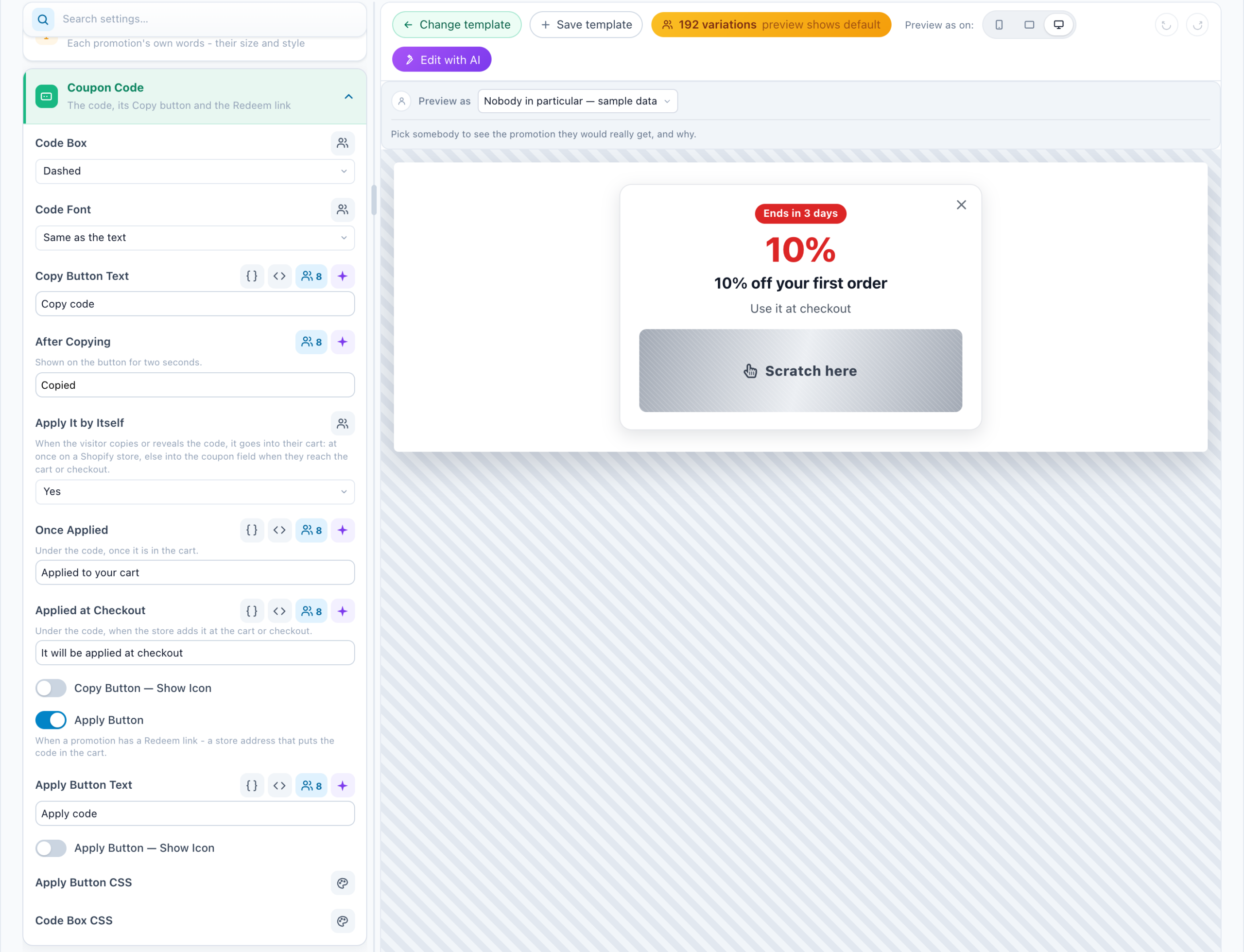 Coupon Code with Apply It by Itself