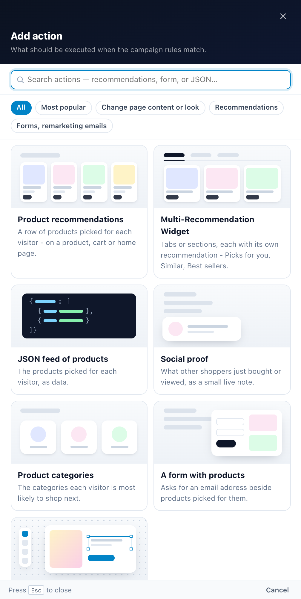 Add action picker