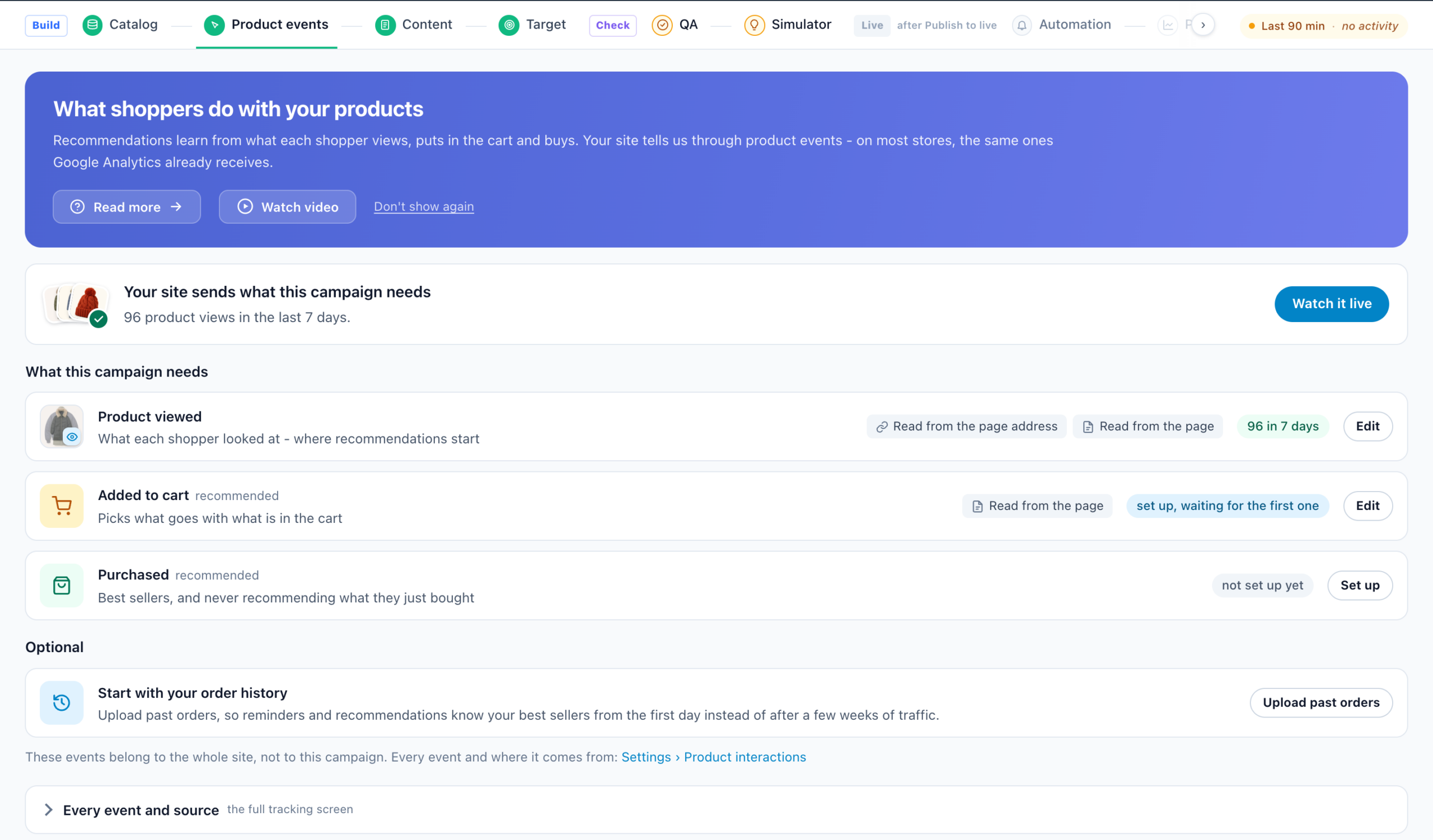 Product events step